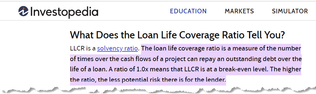 Loan Life Coverage Ratio 