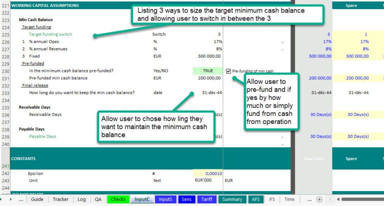 how to calculate minimum cash balance formula